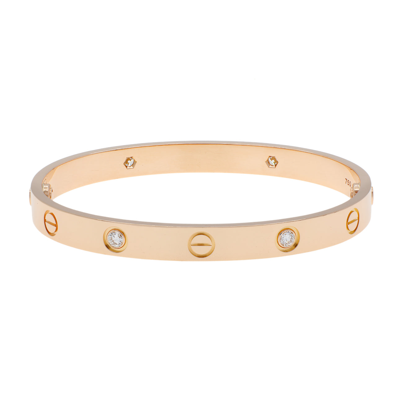 Exclusive Cartier 18K Rose Gold 4 Diamond Love Bracelet — Side View