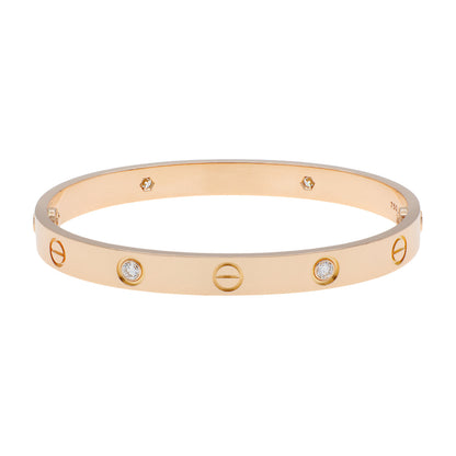 Exclusive Cartier 18K Rose Gold 4 Diamond Love Bracelet — Side View