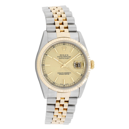 Exclusive Rolex Stainless Steel 18K Yellow Gold Datejust 36 16233 — Front View