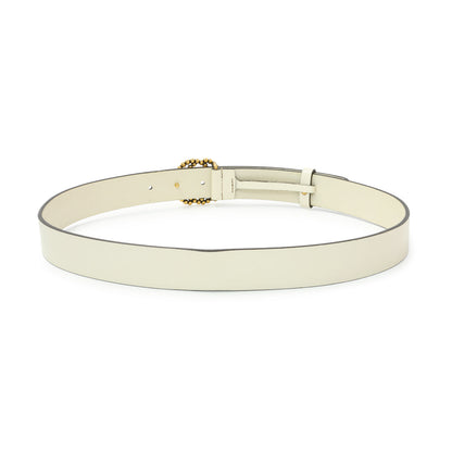 Exclusive Gucci White Calfskin Studded Interlocking G 30mm Belt — Side View