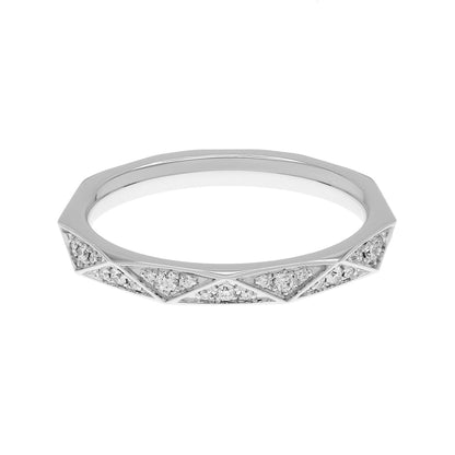 Exclusive Laurence Graff 18K White Gold Signature Faceted Pave Diamond Wedding Band — Side View