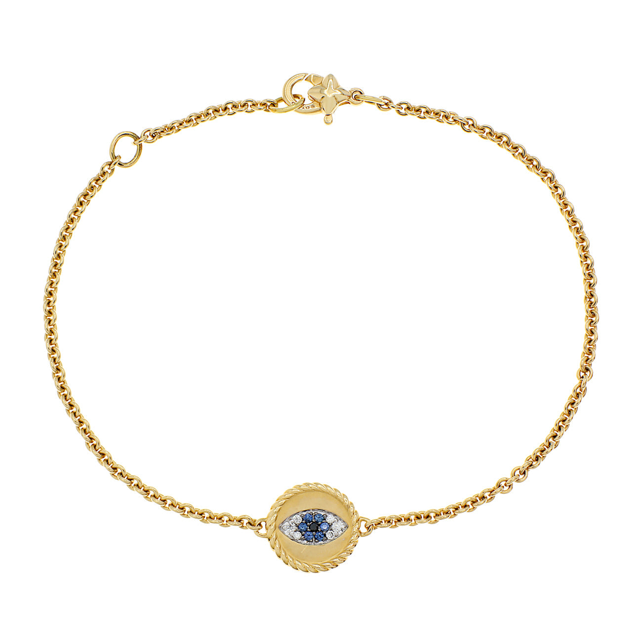 Exclusive David Yurman 18K Yellow Diamond Sapphire Evil Eye Bracelet — Front View