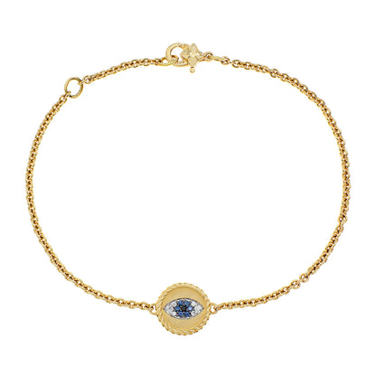 Exclusive David Yurman 18K Yellow Diamond Sapphire Evil Eye Bracelet — Front View