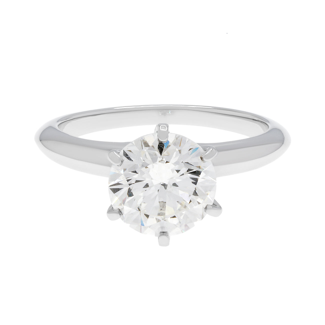 Exclusive Tiffany & Co. Platinum 2.11 Carat Diamond Solitaire Engagement Ring — Front View