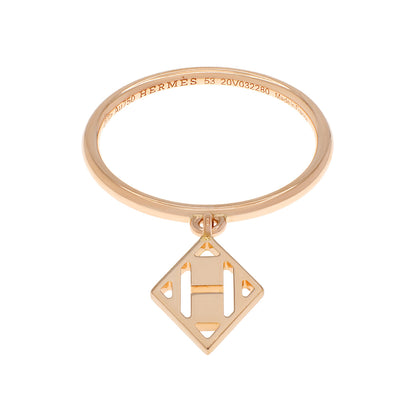 Exclusive Hermes 18K Rose Gold Gambade H Ring — Front View