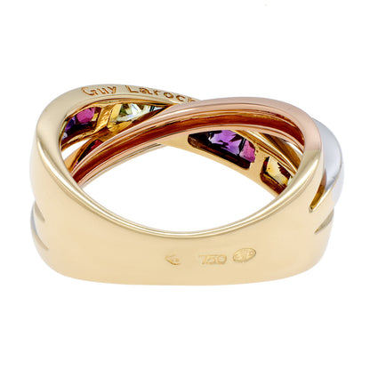 Exclusive 18K Yellow Gold Guy Laroche Brazilian Mix Crossover Ring — Back View