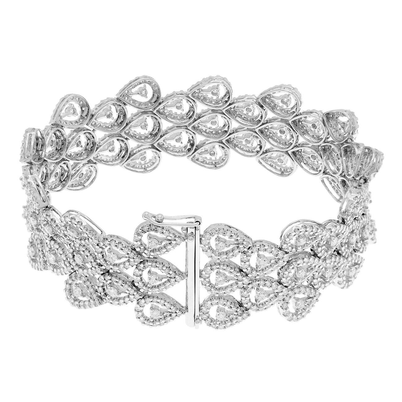 Exclusive 18K White Gold 6.98 Carat Pear Cluster Diamond Bracelet — Side View