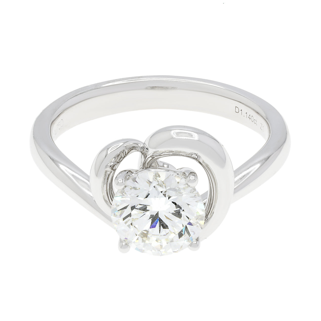 Exclusive 18K White Gold 1.14 Carat Diamond Solitaire Ring — 3.5 — Front View