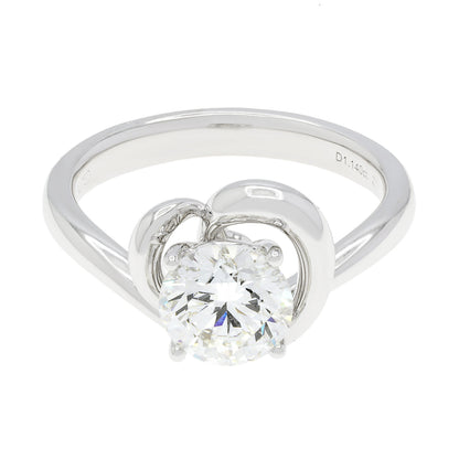Exclusive 18K White Gold 1.14 Carat Diamond Solitaire Ring — 3.5 — Front View