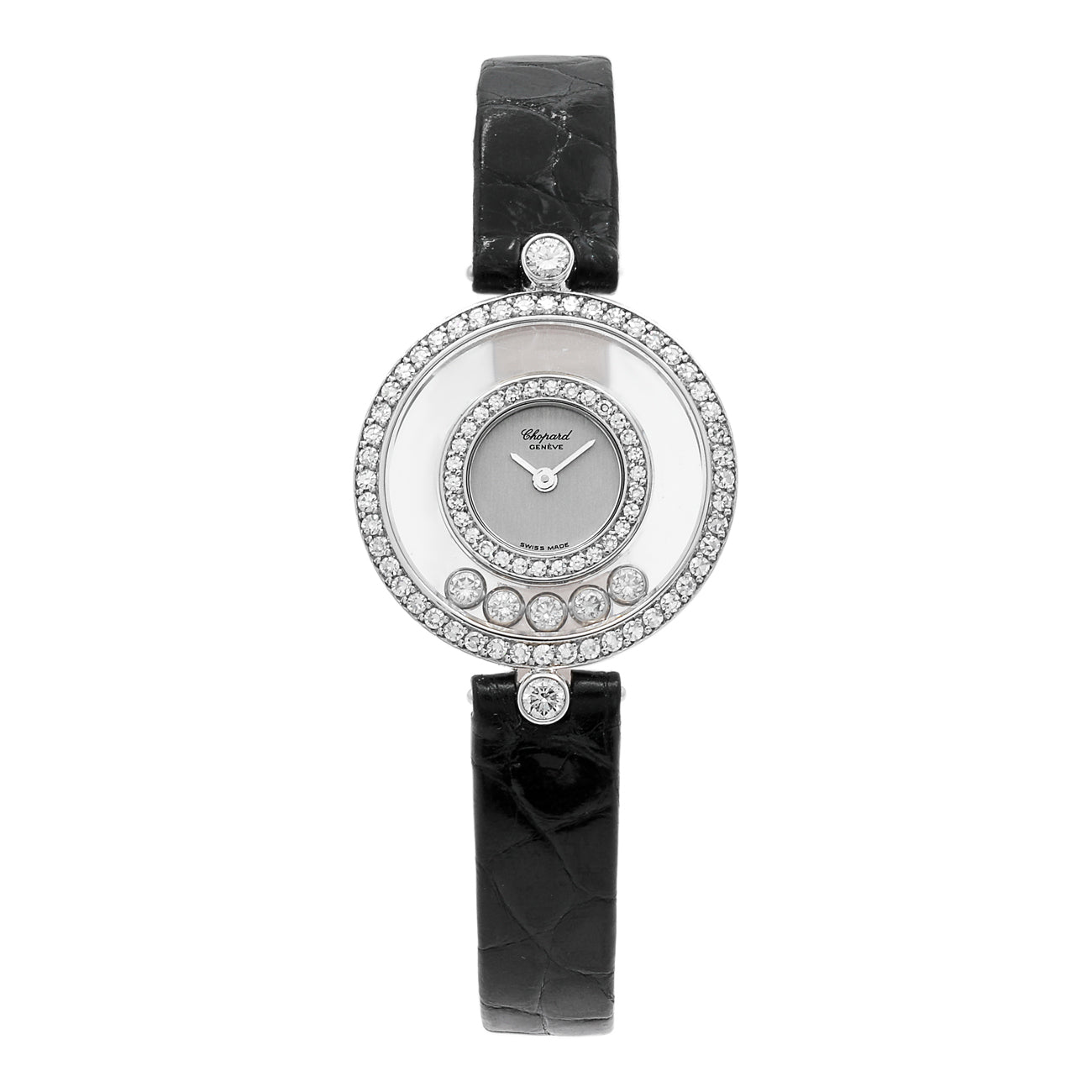 Exclusive Chopard 18K White Gold Happy Diamonds 20/3957 — Front View