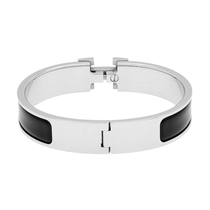 Exclusive Hermes Black Enamel Clic H Bracelet — Side View