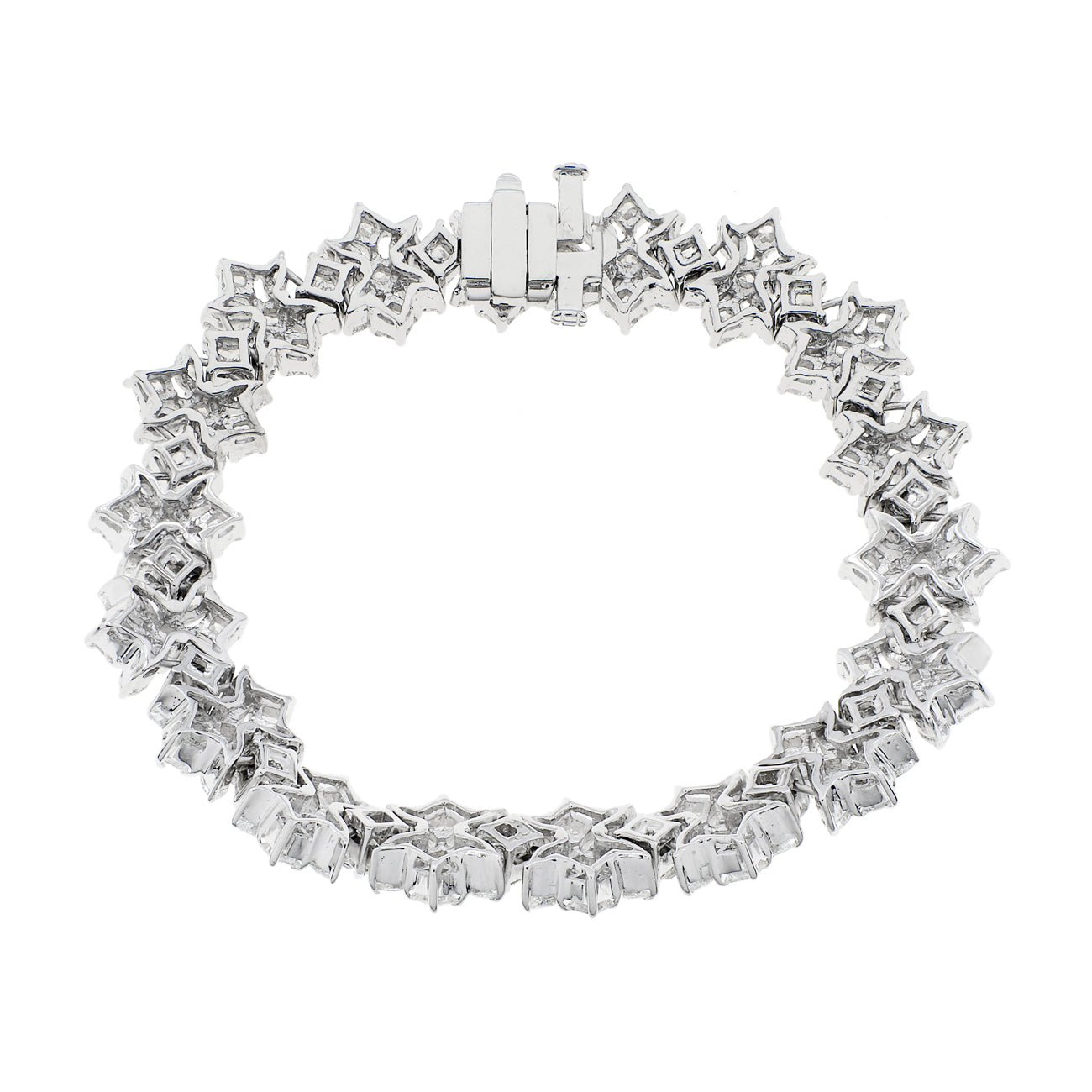 Exclusive 18K White Gold 13.22 Carat Diamond Quatrefoil Bracelet — Side View