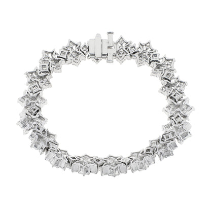 Exclusive 18K White Gold 13.22 Carat Diamond Quatrefoil Bracelet — Side View
