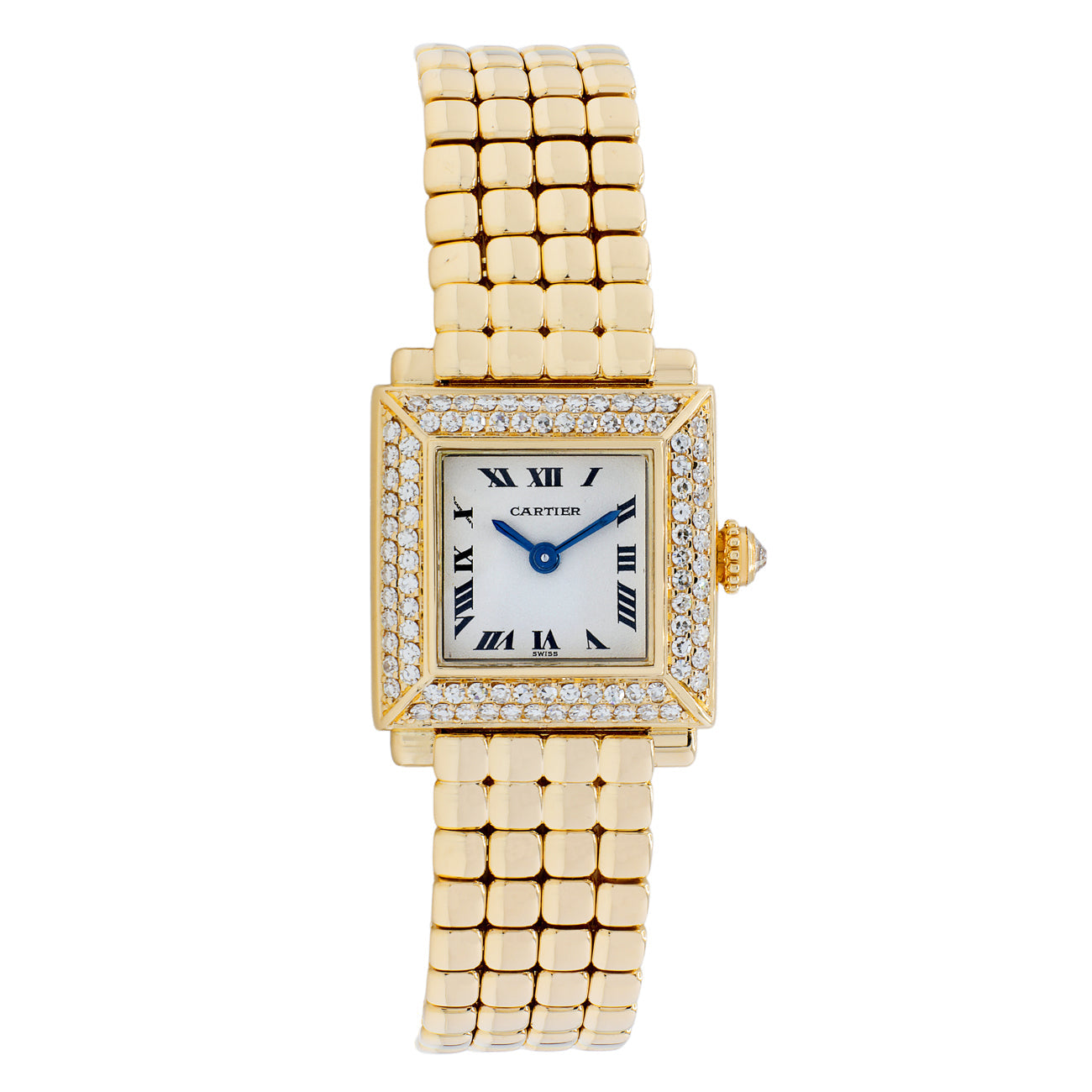 Exclusive Cartier 18K Yellow Gold Diamond Trocadéro 6604 — Front View