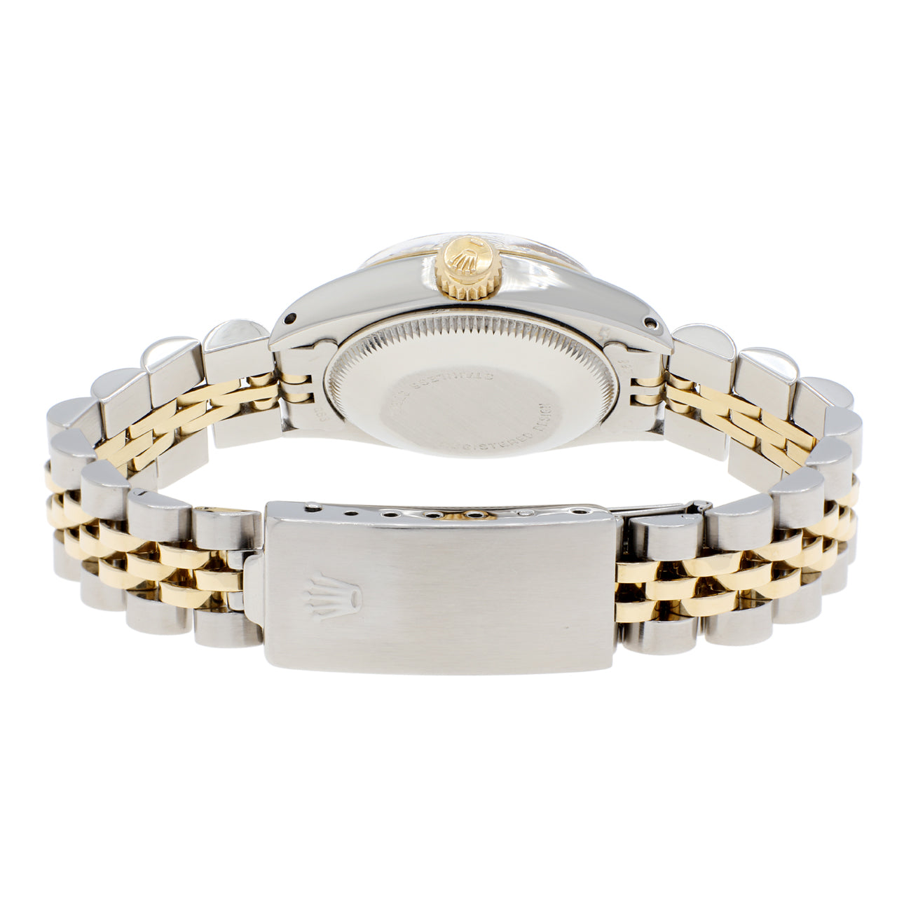 Exclusive Rolex Stainless Steel 18K Yellow Gold Oyster Perpetual Lady Date 6917 — Side View