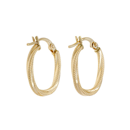 Exclusive 18K Yellow Gold Twist Hoop Earrings — Side View