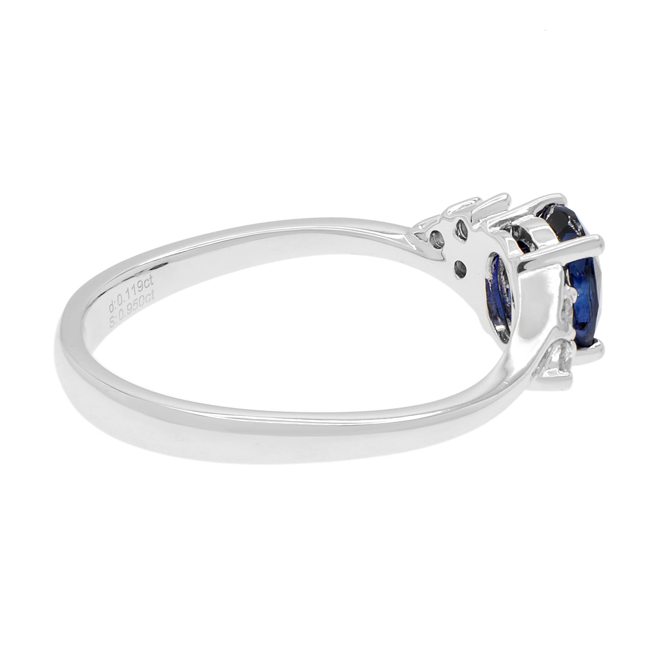 Exclusive 18K White Gold 0.95 Carat Oval Sapphire Ring — 4.0 — Back View