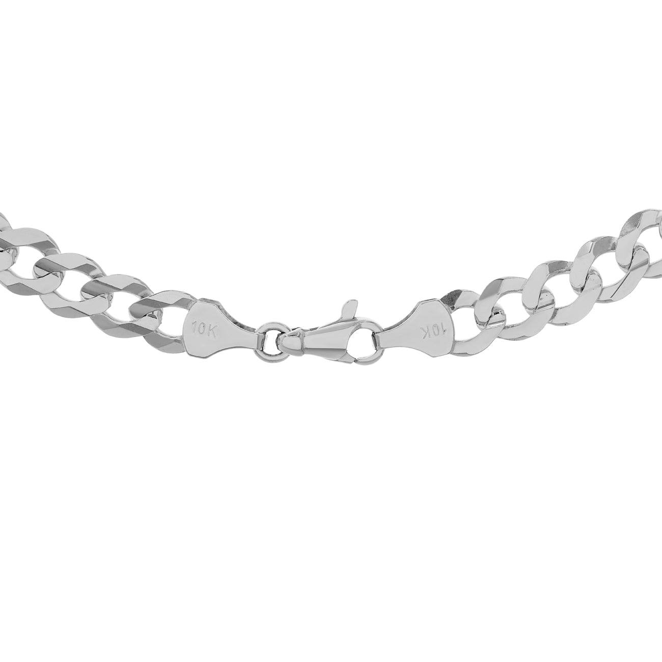 Exclusive 10K White Gold Curb Link Chain — Side View