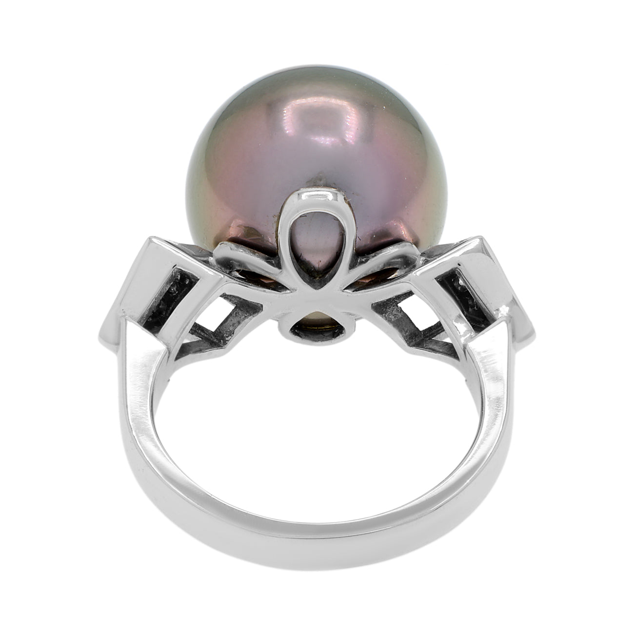 Exclusive 18K White Gold Tahitian Pearl Ring — 3.75 — Side View