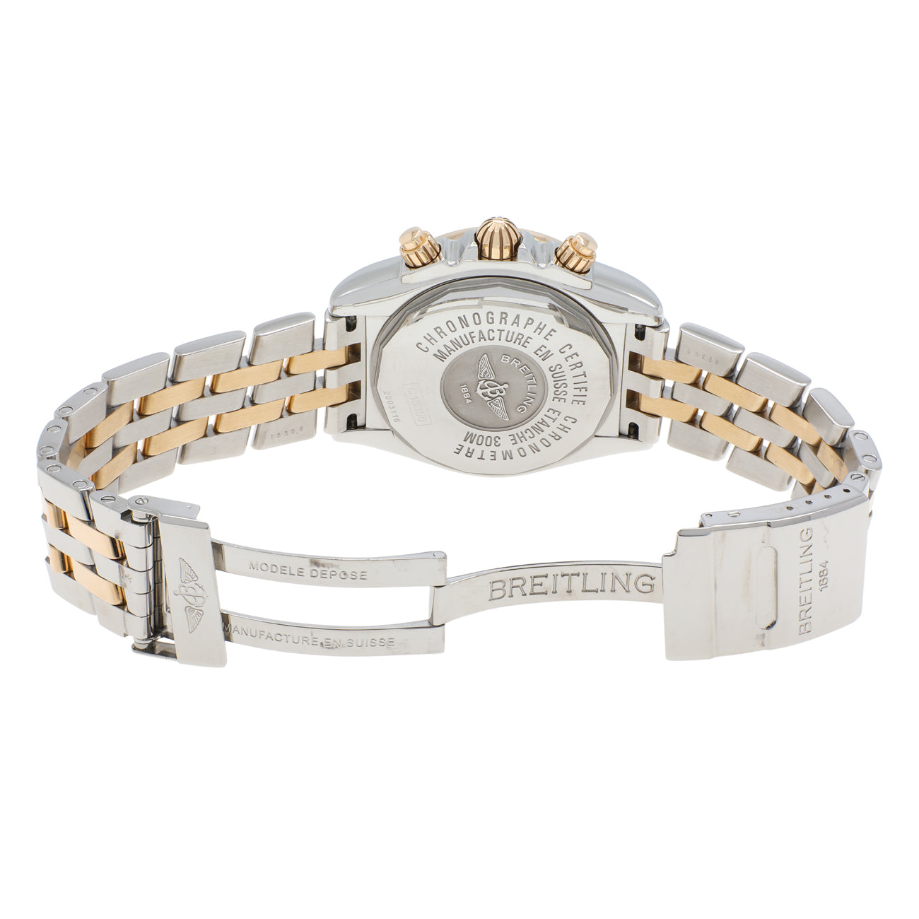 Exclusive Breitling 18K Yellow Gold Stainless Steel Chronomat Evolution C13356 — Top View