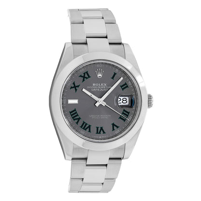 Exclusive Rolex Stainless Steel Wimbledon Datejust 41 126300 — Front View