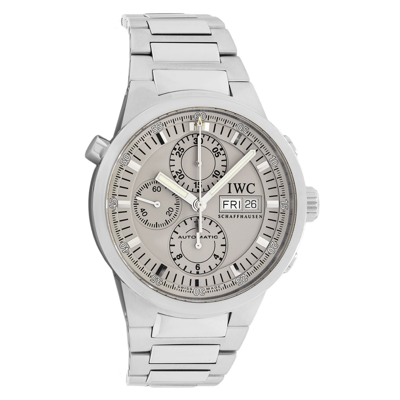 Exclusive IWC Stainless Steel GST Rattrapante Chronograph IW371508 — Front View