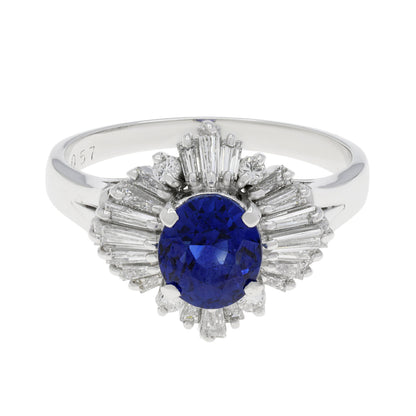 Exclusive Platinum 1.52 Carat Sapphire Diamond Ring — 3.5 — Front View