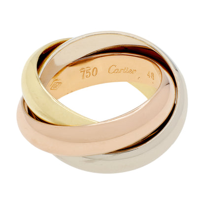 Exclusive Cartier 18K Rose Yellow White Gold Large Trinity Ring — Front View