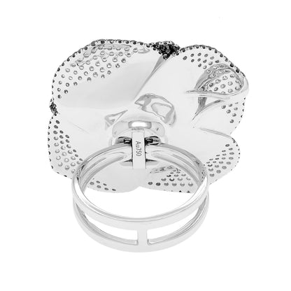 Exclusive 18K White Gold 17.0mm Tahitian Pearl Convertible Floral Pendant Ring — 4.5 — Back View
