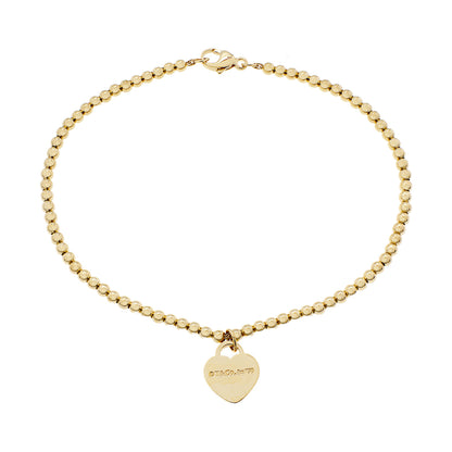 Exclusive Tiffany & Co. 18K Yellow Gold Mini Heart Tag Bead Bracelet — Side View