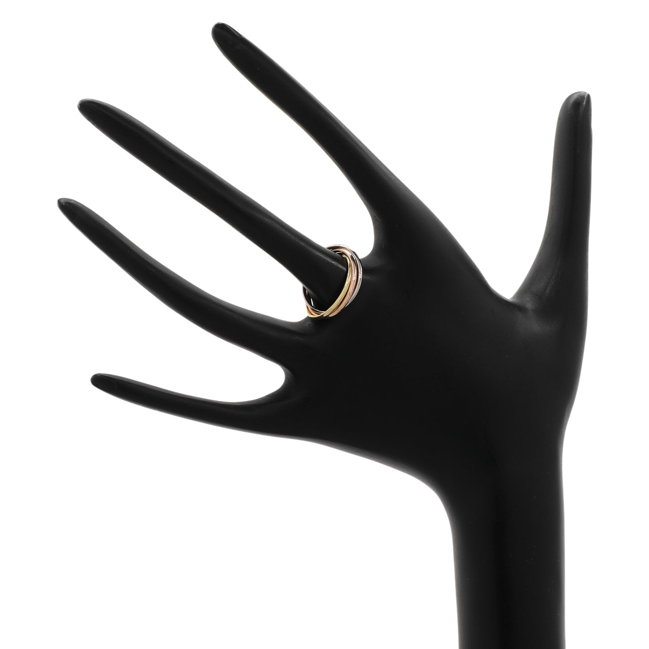 Exclusive Cartier 18K White Yellow Rose Gold Trinity XS Ring — Back View