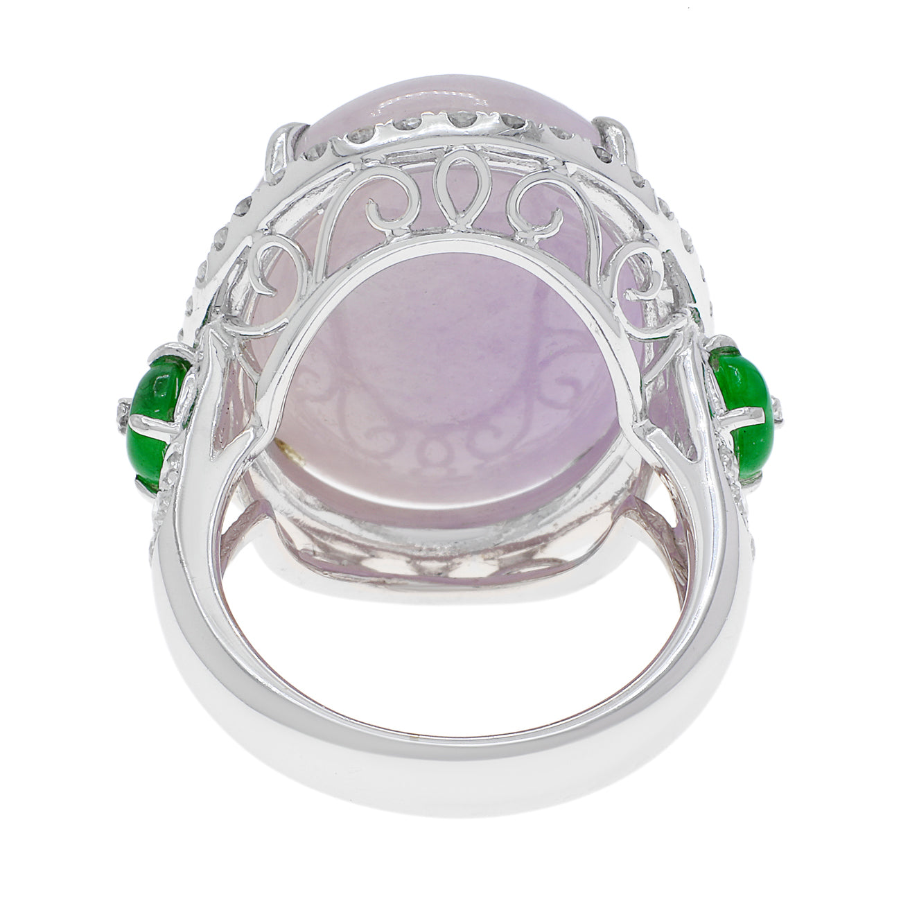 Exclusive 18K White Gold Lavender Jadeite Cabochon Ring — 5.5 — Side View