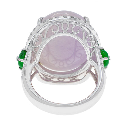 Exclusive 18K White Gold Lavender Jadeite Cabochon Ring — 5.5 — Side View