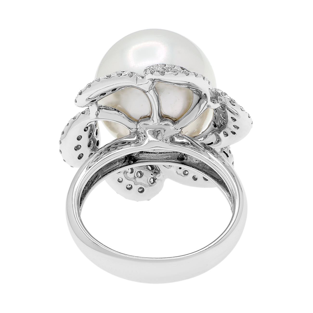 Exclusive 18K White Gold 14.5mm South Sea Pearl Blossom Ring — 4.5 — Back View