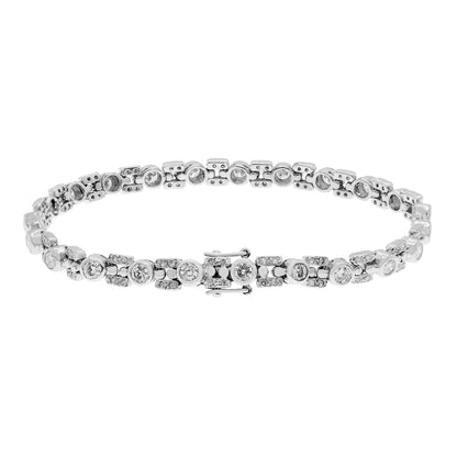 Exclusive 18K White Gold 2.14 Carat Diamond Gate Link Tennis Bracelet — Side View