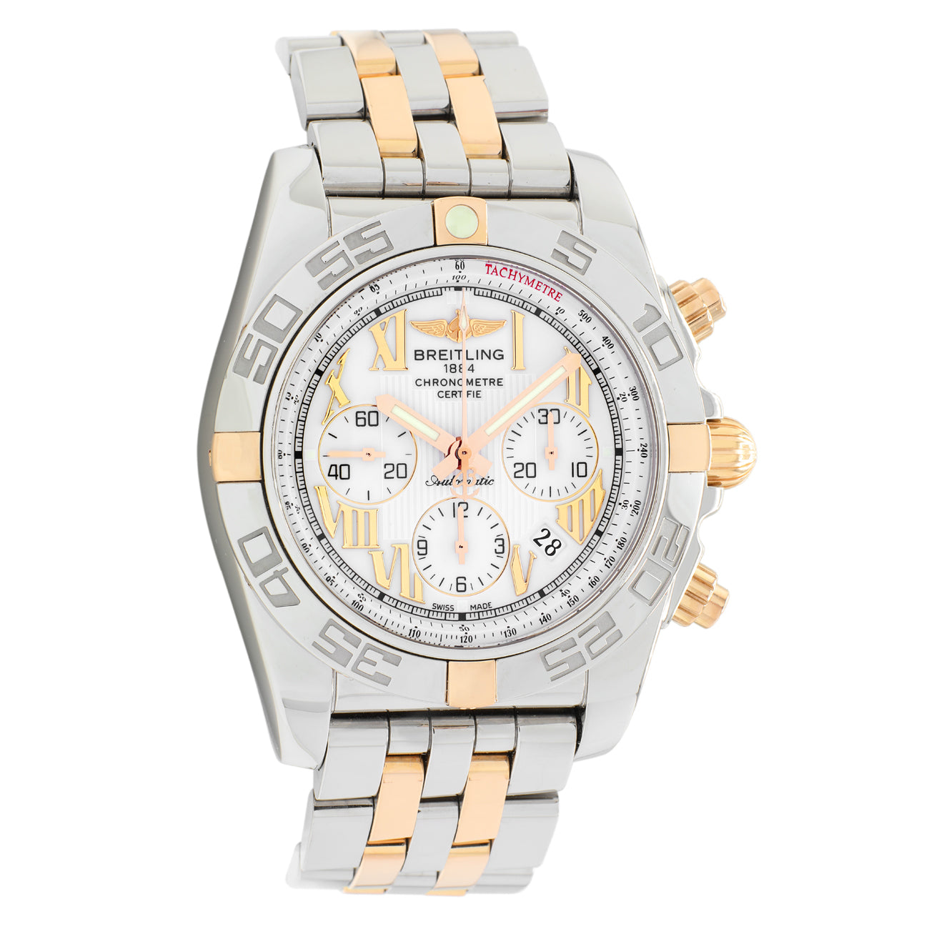 Exclusive Breitling Stainless Steel 18K Yellow Gold Chronomat 44 IB0110 — Front View