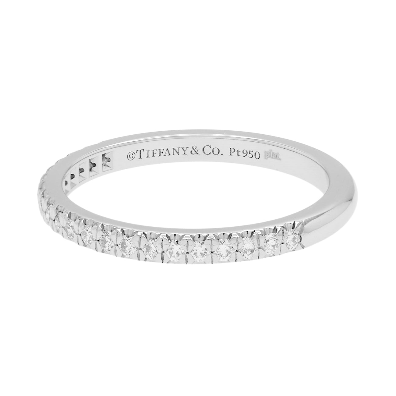 Exclusive Tiffany & Co. Platinum Diamond Soleste Half Eternity Ring — Side View