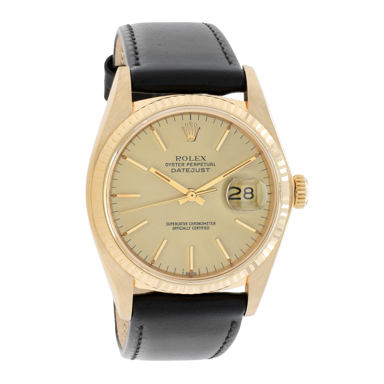 Exclusive Rolex 18K Yellow Gold Datejust 36 16018 — Front View