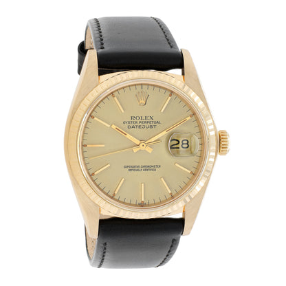 Exclusive Rolex 18K Yellow Gold Datejust 36 16018 — Front View