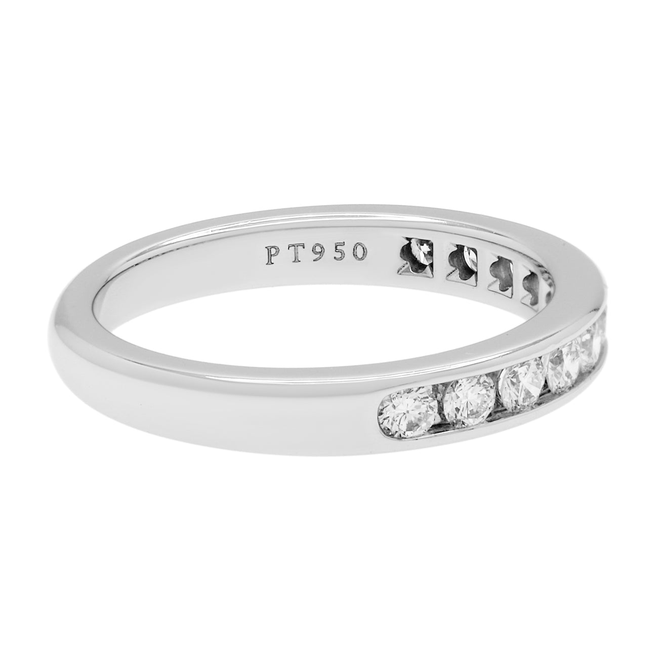 Exclusive Tiffany & Co. Platinum Diamond 3mm Half Circle Wedding Band — Back View