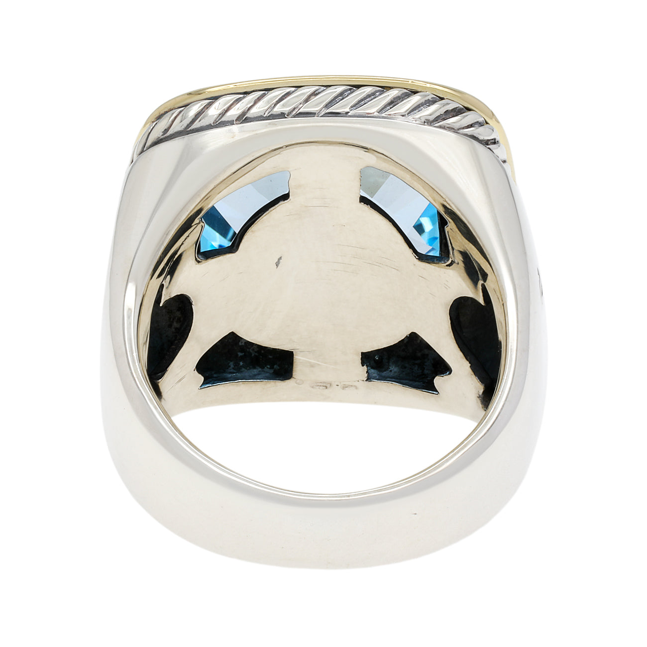 Exclusive David Yurman Sterling Silver 18K Yellow Gold Topaz Albion Ring — Back View