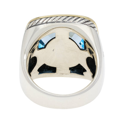 Exclusive David Yurman Sterling Silver 18K Yellow Gold Topaz Albion Ring — Back View