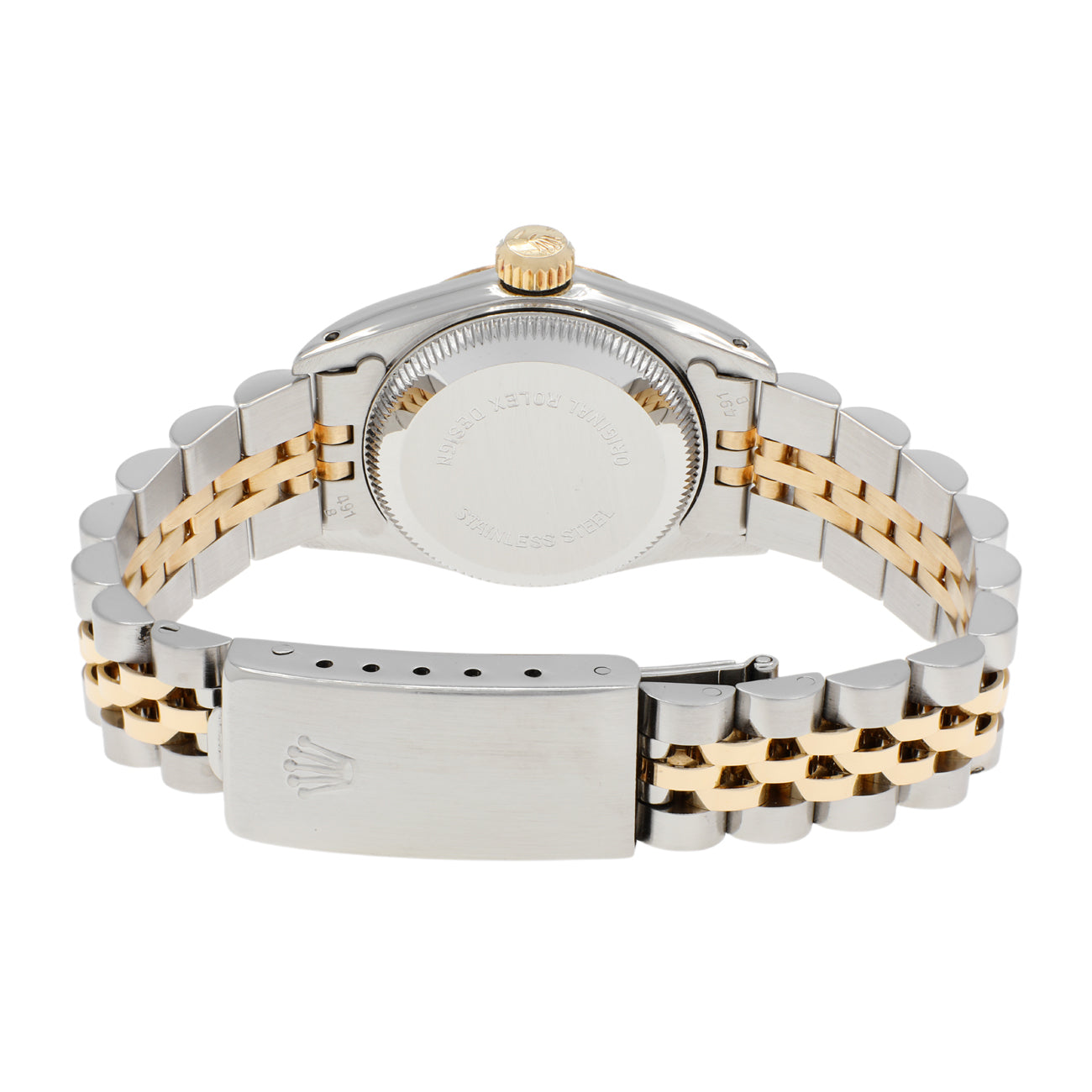Exclusive Rolex Stainless Steel 18K Yellow Gold Oyster Perpetual 67193 — Side View