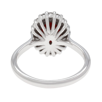 Exclusive 18K White Gold Cabochon Coral Halo Diamond Ring — 3.75 — Back View