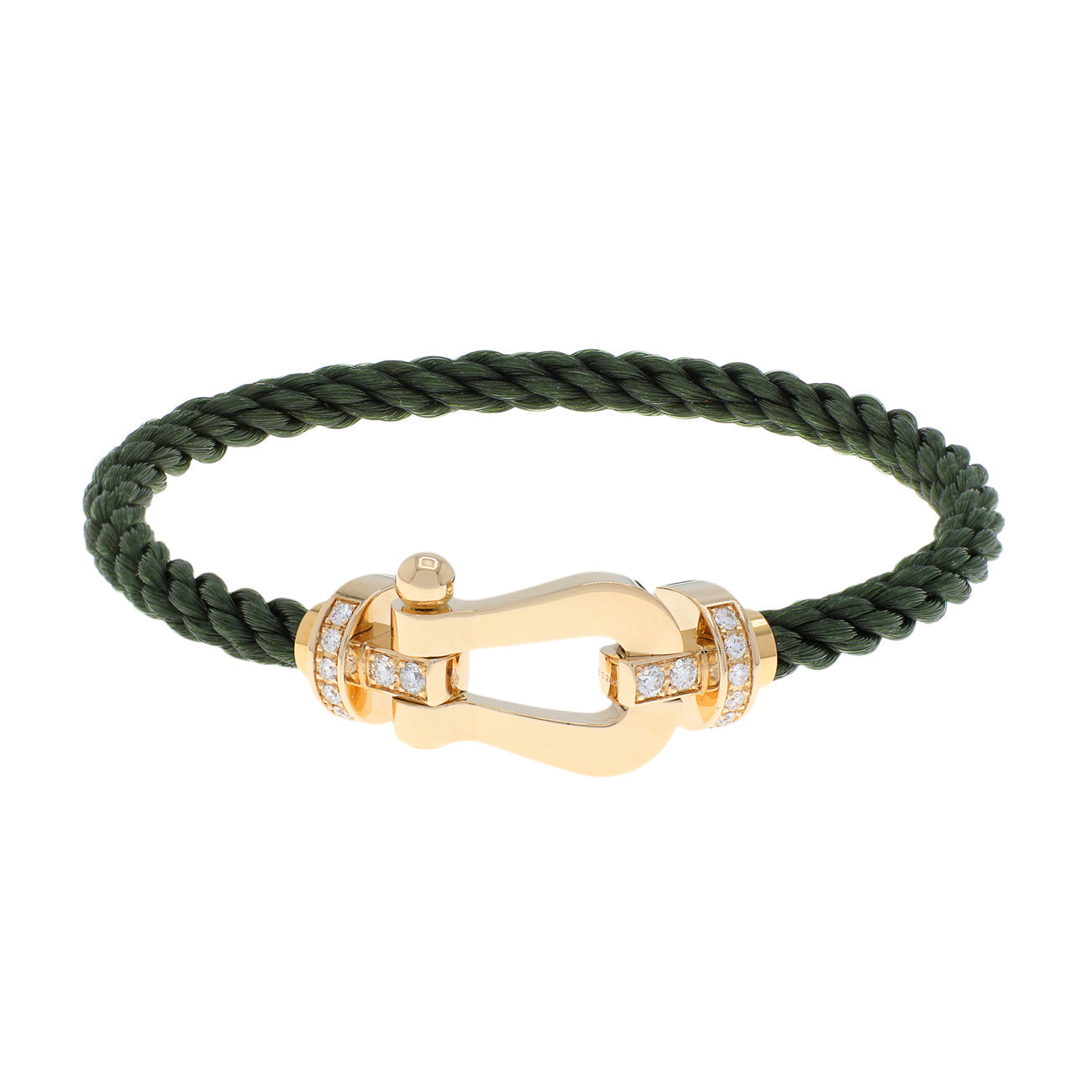 Exclusive FRED 18K Yellow Gold Diamond Force 10 Large Cable Bracelet — Front View