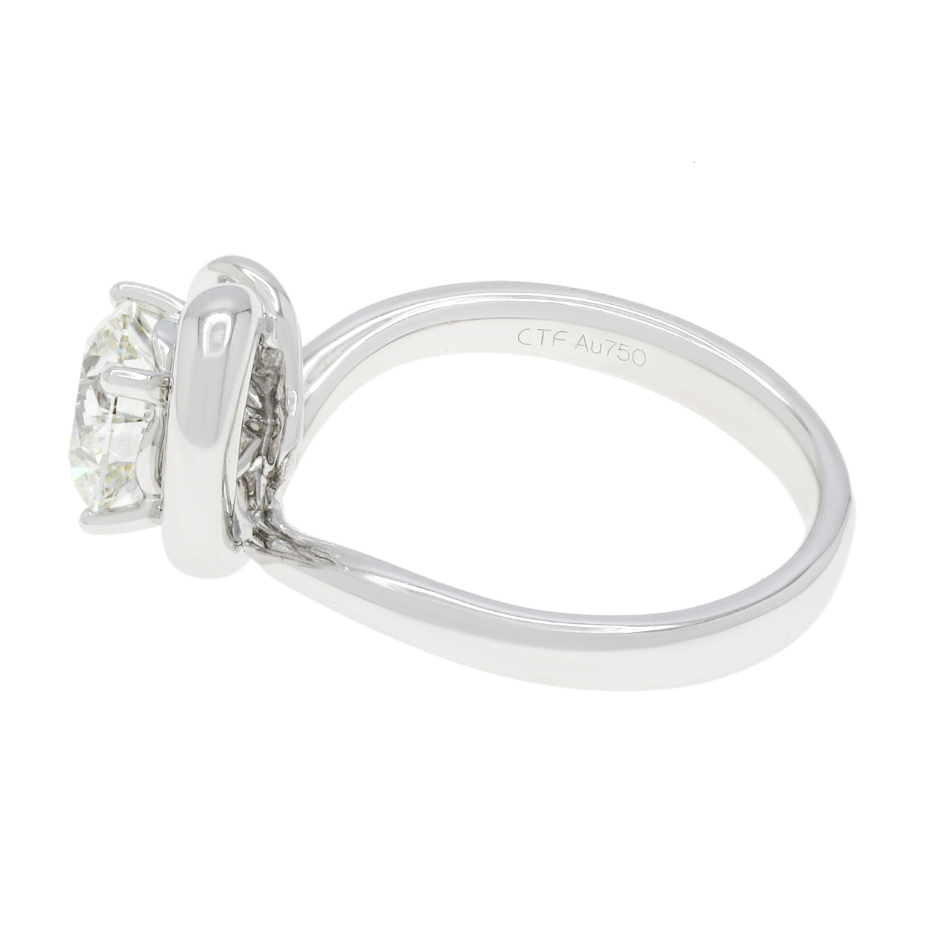 Exclusive 18K White Gold 1.14 Carat Diamond Solitaire Ring — 3.5 — Side View