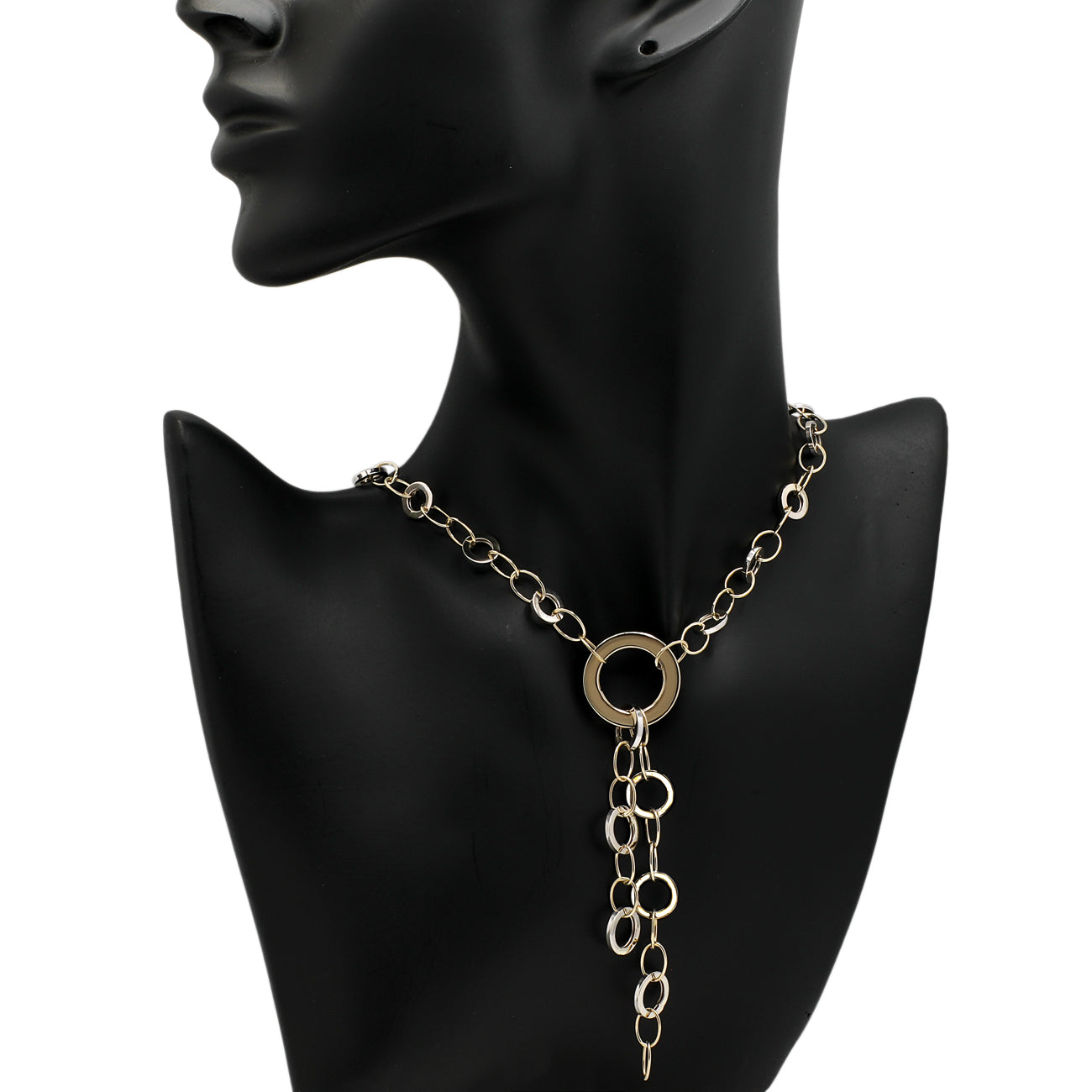 Exclusive 10K Yellow/White Gold Lariat Necklace — Back View