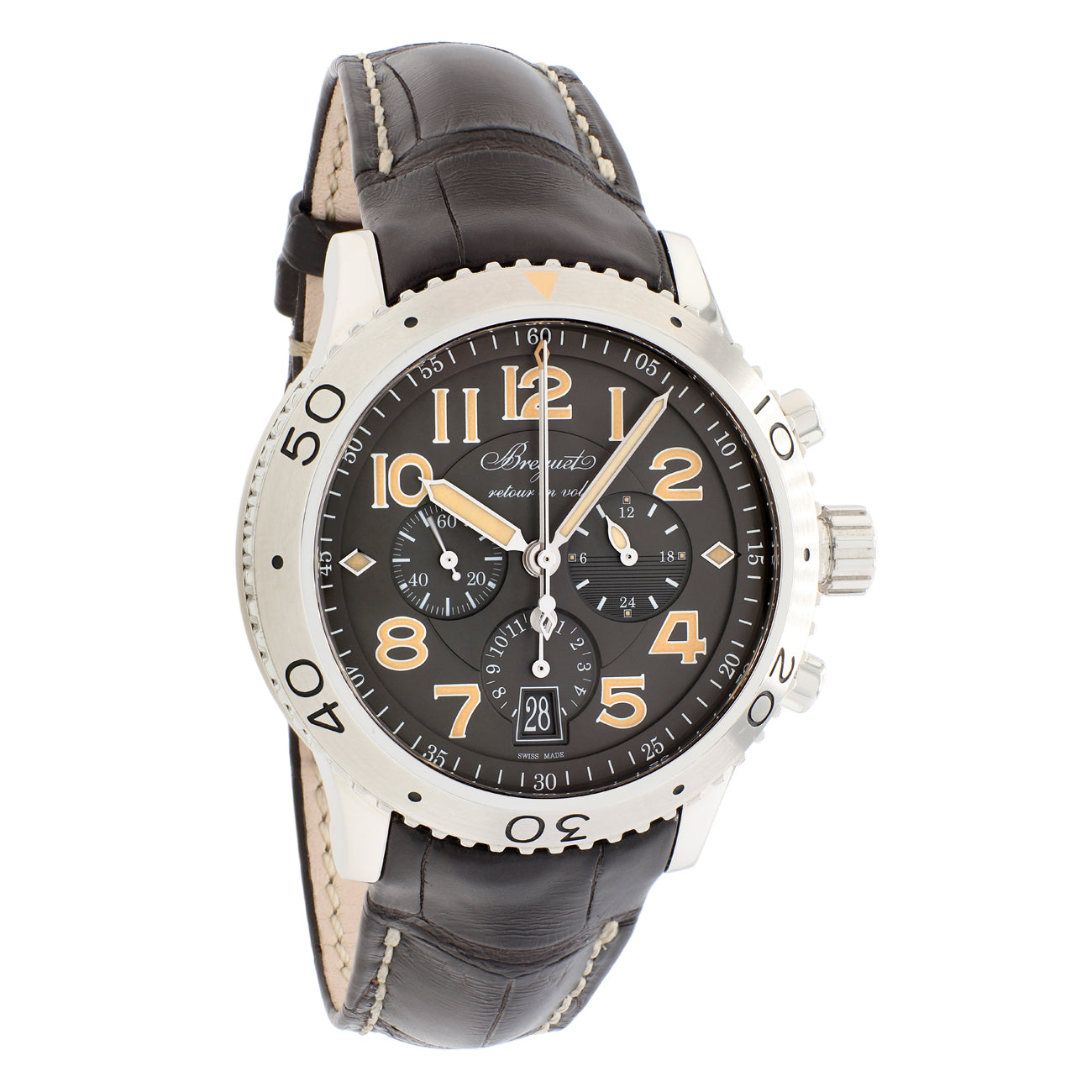Exclusive Breguet Stainless Steel Type XXI Transatlantique Flyback Chronograph 3817ST/X2/3ZU — Front View