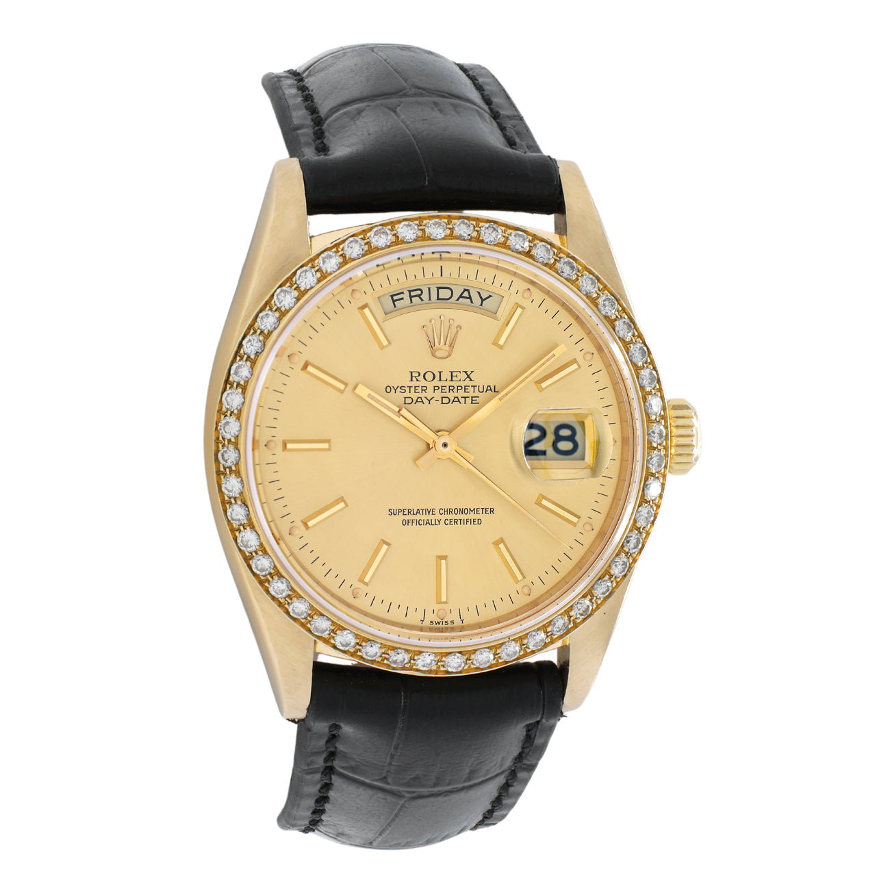 Exclusive Rolex 18K Yellow Gold Day-Date President 18038 — Front View