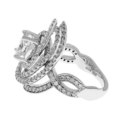 Exclusive 14K White Gold 0.90 Carat Oval Diamond Spiral Ring — 4 — Side View